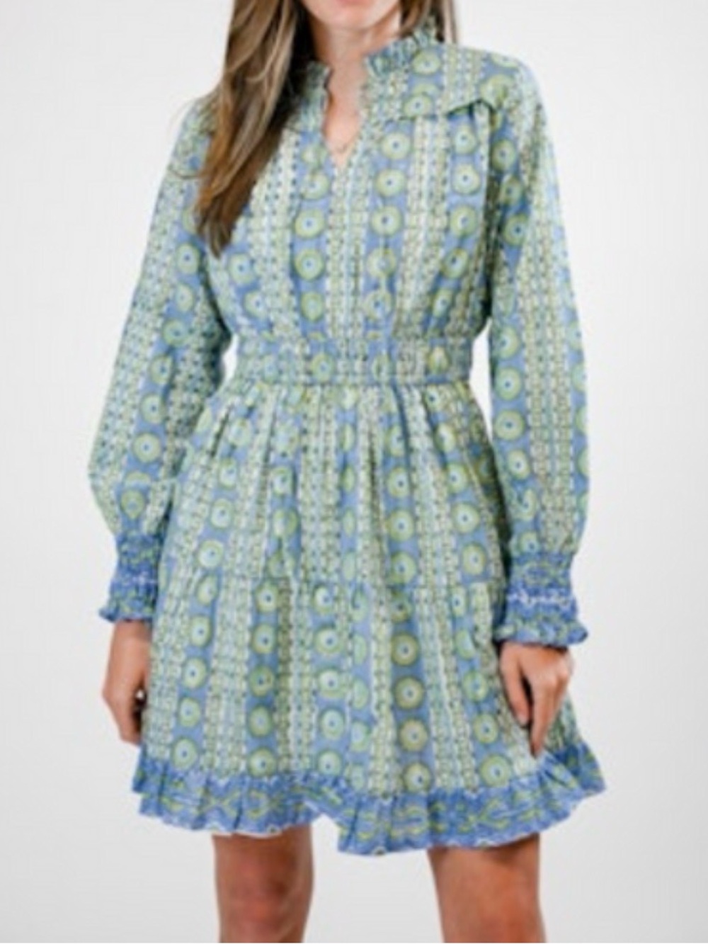 Victoria Dunn Nicole mini dress in blue and green. XS
